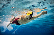 Swimmer swimming with orthokeratology vision correction